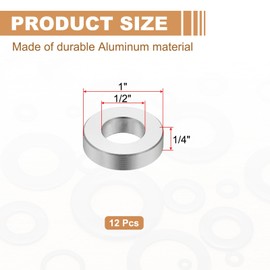 PATIKIL 12PCS Aluminum Spacers, 1/2 x 1 Metal Spacers Aluminum 1/4 L Spacer Screw Standoff Round Unthreaded Standoff Bushing for 5/16inch Screw Bolts, Silver