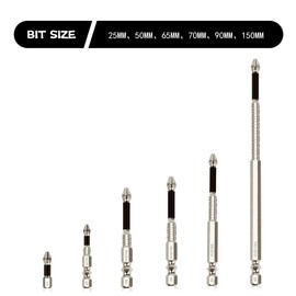 High-Magnetic Screwdriver Drill Bit, Strong Magnetic Durability Screwdriver Drill Bit Set, Anti-Slip Magnetic Electric Screwdriver Set, Electric Precision Screwdriver Set, 25 50 65 70 90 150mm(6PCS)