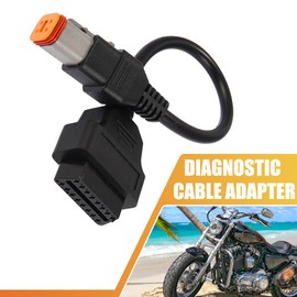 Motoforti 4 Pin to OBD2 Diagnostic Scanner Adapter Cable for Harley Davidson Motorcycle OBDII 16 Pin to 4 Pin Read Diagnostic Information from Scanner