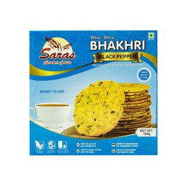 Saras Bhakhri Black Pepper - 180G (Pack of 5) | Roasted Wheat Crisp Infused with Bold Black Pepper Flavor