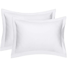 Oxford Pillow Cases 2 Pack Soft Luxury Bedroom Pillow Cover Pair (White)