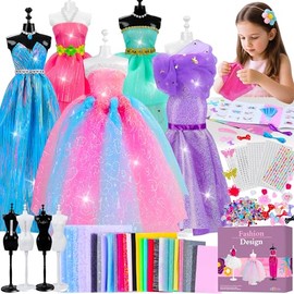 MINIFUN - Kit de Diseño de Moda para Niñas Con 4 Maniquíes, Costura y Manualidades, Fabricación de Ropa de Muñeca, Juguetes para Niños de 6, 7 Años