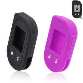 Remote Case for Viper Remote Start Soft Silicone Protective Cover Key Fob Case Shell with Button for Viper 2 Way Remote # 5706 4706 7756V 7351V 7752V (Purple & Black)