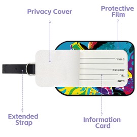 Neidius Luggage Tags for Suitcase Colorful Turtle 2 Pack Leather Idea Luggage Tags with Name Card Privacy Cover,Idea Travel Bag Labels for Women and Men