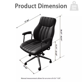 Unbranded PU Leather Home Office Chair Vintage Computer Desk Chair Executive Swivel Chair - Black