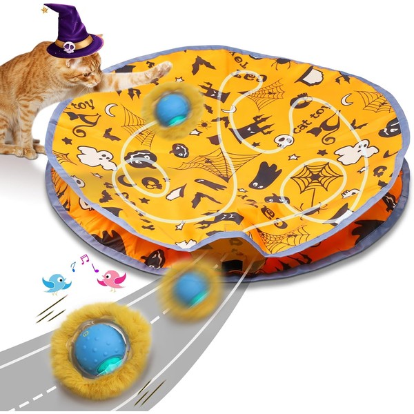 Interactive Cat Toys Ball Fast-Rolling Motion-Activated Chirping Cat Toy –