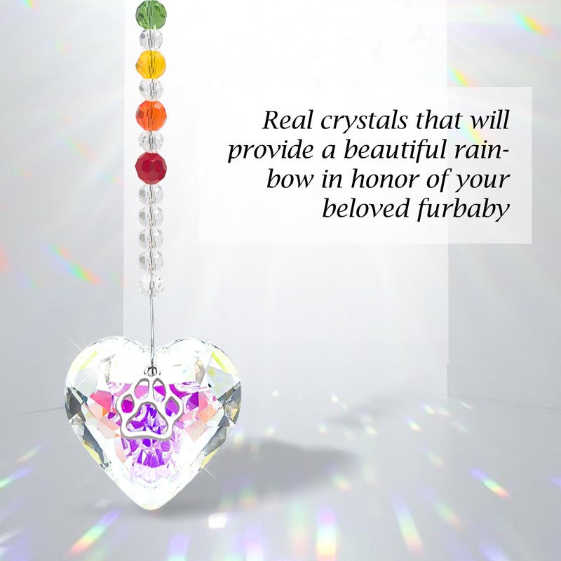 Teeloray Crystal Suncatcher Pet Memorial Gift, Rainbow Prism Window Decorative