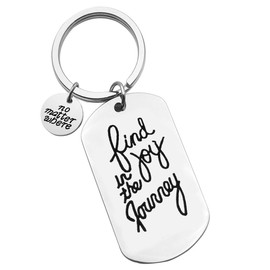 Dabihu Find Joy in The Journey Keychain Happy Camper RV Trailer Keyring Enjoy Retirement Keyring for Boss Coworker Men Women Vacation Keyring Gift Traveling Gift Camping Lover Gift