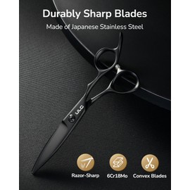 ULG Curved Hair Cutting Shears – Professional 6CR Stainless Steel with Teflon Coating, Ergonomic Offset Handle, Precision Blade for Layers & Detail, Ideal for Stylists and Barbers