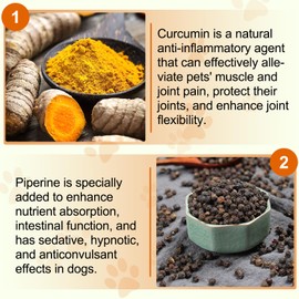 Turmeric for Dogs,180 Chews Dog Turmeric Curcumin Tablets Supports Canine Digestive Heart & Liver Health, Antioxidant, Eliminates Joint Pain Inflammation,Hip and Joint Aid-Duck Flavor