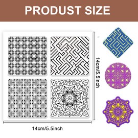CHGCRAFT Mandala Flowers Polymer Clay Texture Sheets Geometry Clay Modeling Pattern Pad Clay Texture Mat Embossing Folders Clay for DIY Jewelry Making Craftwork and Printing Patterns,5.5x5.5Inch
