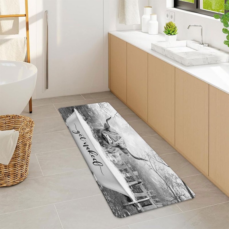 Boziqr Get Naked Bath Mat, Funny Cow Soft Bathroom Rugs,