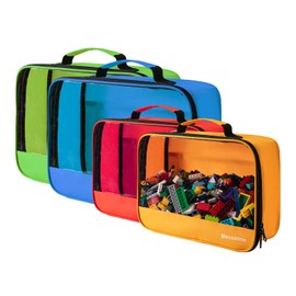 Mecozone 4 PCS Toys Storage Bag, Classic Bricks Building Set Storage Bag, Travel Case for Building Toys, Puzzles, Small Large Size