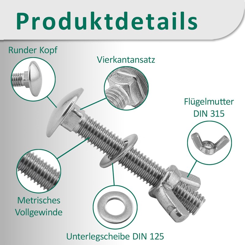 DSM - Carriage Bolts M6 x 110 mm DIN 603