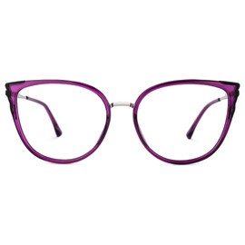 Zeelool Cat Eye Eyeglasses Frame for Women Men Non-prescription Clear Lens ZJGX338746-04 Purple