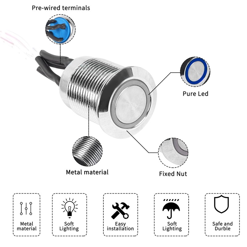YACSEJAO 16mm Chassis Switch Host Metal Button Desktop Computer Host