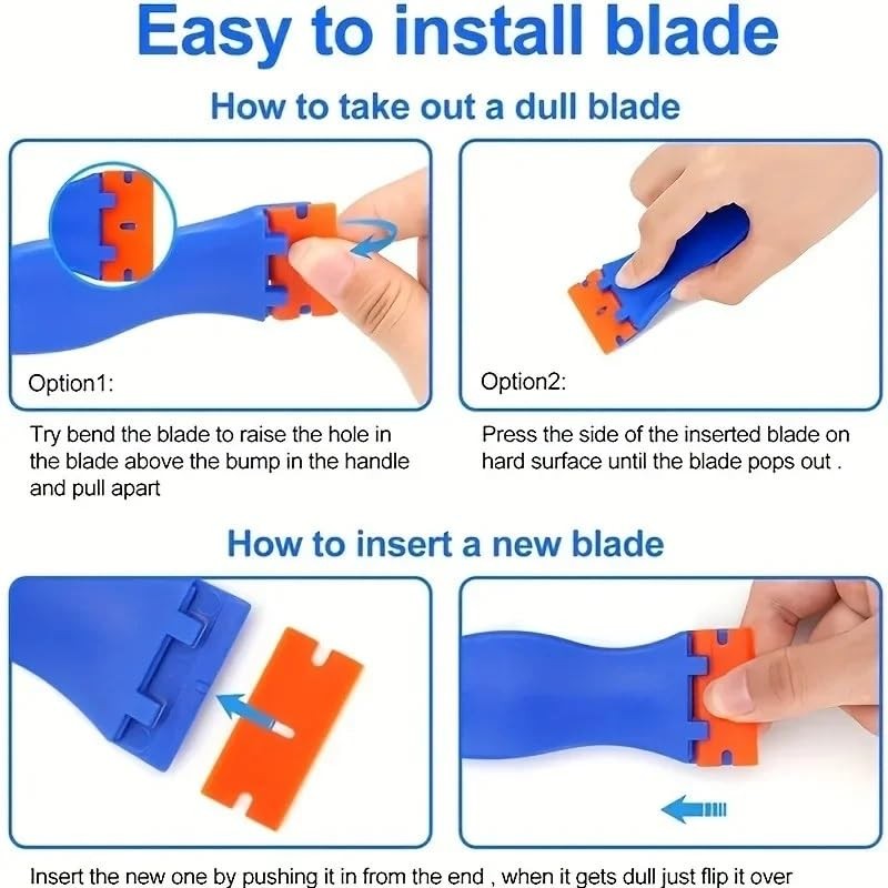 Plastic Razor Scraper with 10pcs Double Edged Plastic Blades for