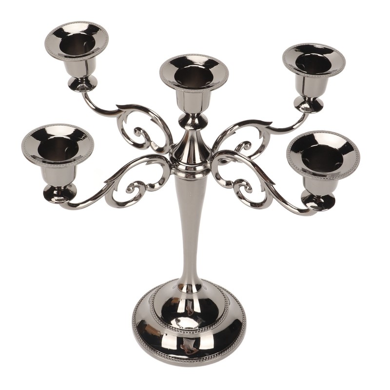 Metal Candelabra Black 5 Arms Elegant Colorfast Stable Wide Base