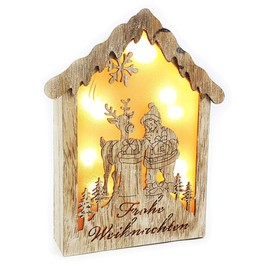Christmas Decoration Wooden Illuminated LED Christmas House Merry Christmas with 3D Effect Light House Christmas