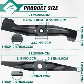 Cyleto 72531-VH7-000 & 72511-VH7-000 Lawn Mower Blade Compatible with HRX217, HRX217K1, HRX217K2, HRX217K3, HRX217K4 Mower 21" MicroCut Twin Blade Set