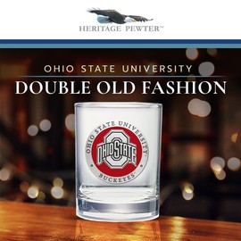 Heritage Pewter Ohio State Double Old Fashion | Double Rocks Glass 14 OZ for Liquor | Expertly Crafted Pewter Glass