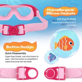 SIMAKARA Swimming Goggles Kids 6-14, Boys and Girls Swimming Goggles Age from 3 to 15 Years Old, Wide Vision, Anti-Fog, Waterproof, No Leaking, UV Protection-with FREE Case,Nose Clip Ear Plugs