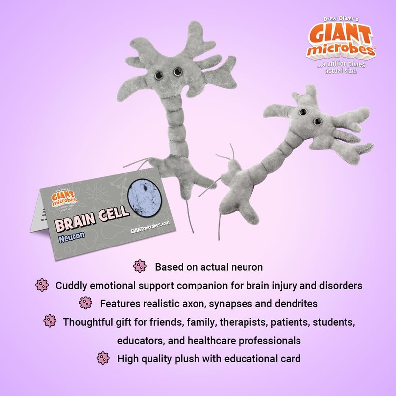 GIANTmicrobes Brain Cell Plush, Neuron Plush, Neuroscience Gift, Neurology Gifts,