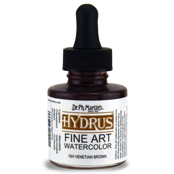 Dr. Ph. Martin's Hydrus Fine Art Watercolor (10H) Watercolor Bottle, 1.0 oz, Venetian Brown, 1 Bottle