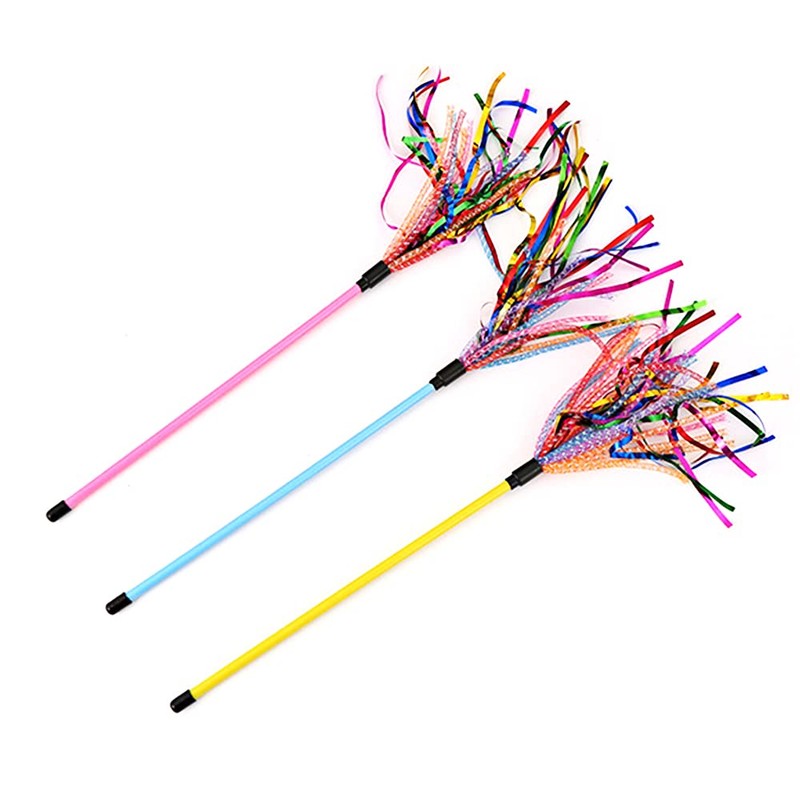 IUHKBH Tinsel Cat Wands, 3 PCS Shiny Teaser Wands Interactive