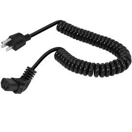 Traovien 3 Prong Female Coiled Spiral Power Cable,3 Prong AC Power Cord Cable 2.5m/8FT 18AWG Connector Plug Wire,Suitable for TV, Computer, Printer, Radio, Monitor Laptop, etc (Black UP Angle)