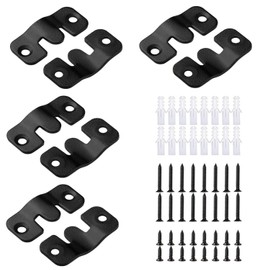 4 Pairs Flush Mount Bracket Concealed Interlocking Hang Buckle Stainless Steel Photo Hook Hardware Hanging for Pictures Mirrors Frames Headboard Furniture Connector Hangers(Black)