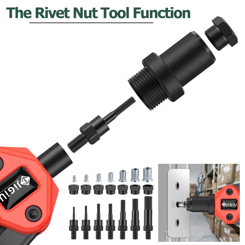 JiGiU 2 in 1 Rivet Nut Tool Rivet Gun, Professional