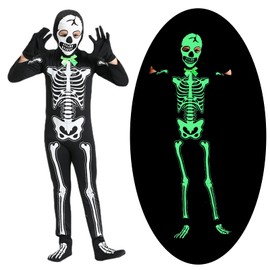 Tumao Halloween Cosplay Costume, Children's Skeleton Costume, Scream, Grim Reaper Costume, Ghosts, Cloak Costume, Unisex, School Festival, Cultural Festival, Events, Performance Clothes, Set of 4