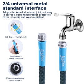 Aunfles 50FT Garden Hose - Flexible Water Hose with 10 Spray Nozzle, Lightweight Design, Easy Storage, Leak-Proof, Compact, Portable, Car Wash for Yard (BlUE)