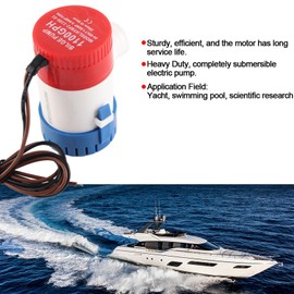 Bilge Pump, 1100GPH DC Submersible Bilge Pump Marine Boat Accessory G1100-01(24V)