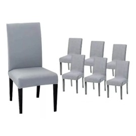 Carla Depot 6 Protectores De Silla Stretch Elástico Ajustable Color Gris Claro