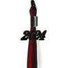 Endea Graduation Triple Color Tassel with Black Date Drop (Black/Red/White,