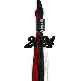 Endea Graduation Triple Color Tassel with Black Date Drop (Black/Red/White, 2024)