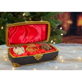 Real Gold Frankincense & Myrrh Regal Christmas Music Box - Plays Joy to The World and We Three Kings