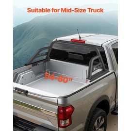 VEVOR Truck Bed Roll Bar, Universal Pickup Sport Adjustable Bar Chase Rack Compatible with Mid-Size Truck, Carbon Steel Construction with Extension Light Bracket, No Rack Included