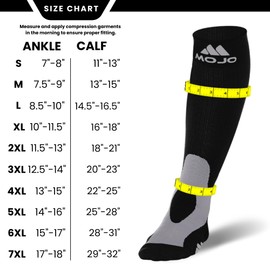 Mojo Compression Socks - 4XL Plus Size Stockings for Men & Women - Ideal for Varicose Veins, Lymphedema, & DVT - Wide Calf 20-30mmHg Support Socks for Large Ankles – Black - 1 Pair