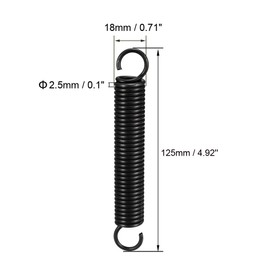 sourcingmap Extension Spring - 2.5mm Wire Dia, 18mm OD, 125mm Free Length Spring Steel Small Dual Hook Tension Spring