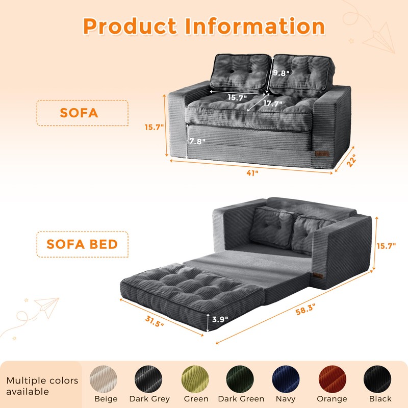 MAXYOYO Convertible Sofa Bed for Boys and Girls, Floor Kids