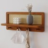FRIADE PE Rattan Coat Rack Shelf Wall Mounted with 4