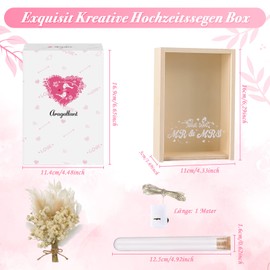 Aragallant Wedding Gifts for Newlyweds, Money Gift, Wedding, Mr and Mrs Gift Box Including Wooden Box, Dried Flowers, Test Tube, Fairy Lights, Wedding Anniversary, Wedding Gift Money