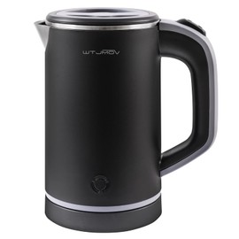 Small Kettle Electric, 0.8L Double Wall Portable Travel Kettle with 304 Stainless Steel, 600W Mini Hot Water Boiler with Auto Shut-off, Fast Boil, BPA-Free