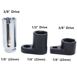8milelake New 3pc Oxygen Sensor O2 Sockets Tool Set Automotive Wrench 7/8" 22mm