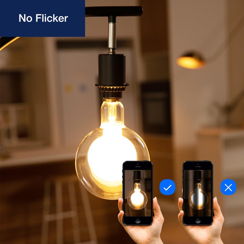FLSNT Globe LED Large Edison Bulbs, 2700K Soft White, Dimmable,