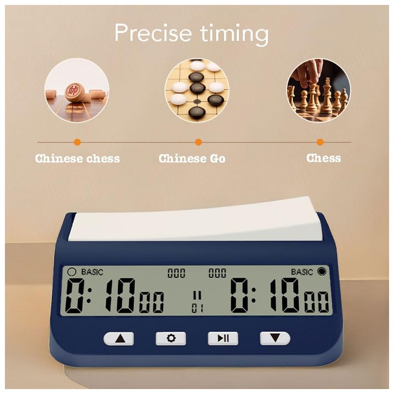 Chess Timer Clock, Portable Digital Chess Timer for Professional Board