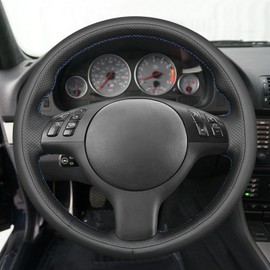 MEWANT DIY Stitching Steering Wheel Cover Wrap for 3 Series E46 E46/5 Series 2004-2005/5 Series E39 2002-2003 Steering Wheel Accessories for 3 Series 5 Series